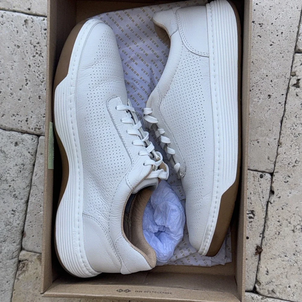 Johnston & Murphy 59-4258 Mens White Leather Lifestyle Sneakers Shoes 9 Dillon